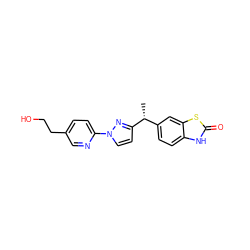 C[C@H](c1ccc2[nH]c(=O)sc2c1)c1ccn(-c2ccc(CCO)cn2)n1 ZINC000653861769