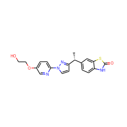 C[C@H](c1ccc2[nH]c(=O)sc2c1)c1ccn(-c2ccc(OCCO)cn2)n1 ZINC000207044170