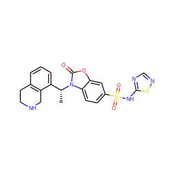 C[C@H](c1cccc2c1CNCC2)n1c(=O)oc2cc(S(=O)(=O)Nc3ncns3)ccc21 ZINC000205459665