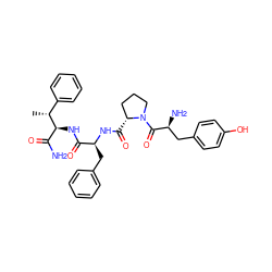 C[C@H](c1ccccc1)[C@@H](NC(=O)[C@H](Cc1ccccc1)NC(=O)[C@@H]1CCCN1C(=O)[C@@H](N)Cc1ccc(O)cc1)C(N)=O ZINC000027766163