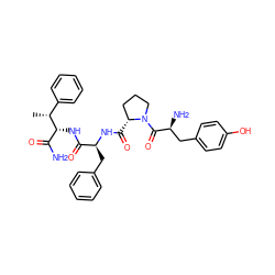 C[C@H](c1ccccc1)[C@H](NC(=O)[C@H](Cc1ccccc1)NC(=O)[C@@H]1CCCN1C(=O)[C@@H](N)Cc1ccc(O)cc1)C(N)=O ZINC000027766155