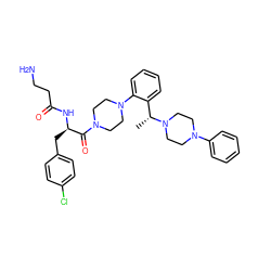 C[C@H](c1ccccc1N1CCN(C(=O)[C@@H](Cc2ccc(Cl)cc2)NC(=O)CCN)CC1)N1CCN(c2ccccc2)CC1 ZINC000028385455