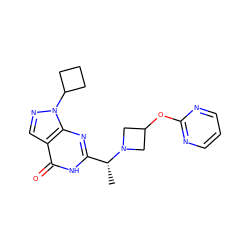 C[C@H](c1nc2c(cnn2C2CCC2)c(=O)[nH]1)N1CC(Oc2ncccn2)C1 ZINC000116981236