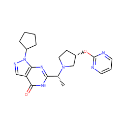 C[C@H](c1nc2c(cnn2C2CCCC2)c(=O)[nH]1)N1CC[C@H](Oc2ncccn2)C1 ZINC001772640188