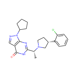 C[C@H](c1nc2c(cnn2C2CCCC2)c(=O)[nH]1)N1CC[C@H](c2ccccc2Cl)C1 ZINC000116977755