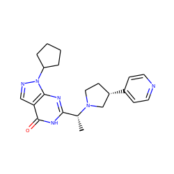 C[C@H](c1nc2c(cnn2C2CCCC2)c(=O)[nH]1)N1CC[C@H](c2ccncc2)C1 ZINC000116981301