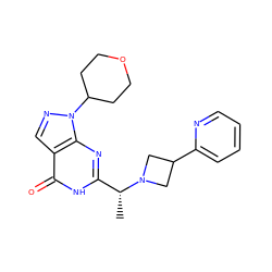 C[C@H](c1nc2c(cnn2C2CCOCC2)c(=O)[nH]1)N1CC(c2ccccn2)C1 ZINC001772601874