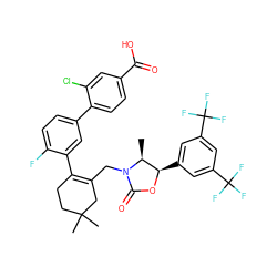 C[C@H]1[C@@H](c2cc(C(F)(F)F)cc(C(F)(F)F)c2)OC(=O)N1CC1=C(c2cc(-c3ccc(C(=O)O)cc3Cl)ccc2F)CCC(C)(C)C1 ZINC000217459520