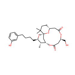 C[C@H]1[C@@H]2C[C@@]3(O[C@H](CCC3(C)C)CC(=O)O[C@@H](CO)CC(=O)O2)O[C@@H]1CCCCc1cccc(O)c1 ZINC000095561588