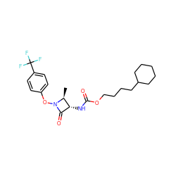 C[C@H]1[C@H](NC(=O)OCCCCC2CCCCC2)C(=O)N1Oc1ccc(C(F)(F)F)cc1 ZINC001772652677