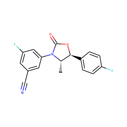 C[C@H]1[C@H](c2ccc(F)cc2)OC(=O)N1c1cc(F)cc(C#N)c1 ZINC001772647487