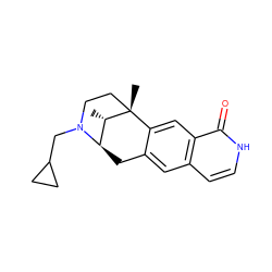 C[C@H]1[C@H]2Cc3cc4cc[nH]c(=O)c4cc3[C@@]1(C)CCN2CC1CC1 ZINC000101198883