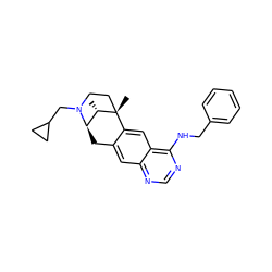 C[C@H]1[C@H]2Cc3cc4ncnc(NCc5ccccc5)c4cc3[C@@]1(C)CCN2CC1CC1 ZINC000101199936