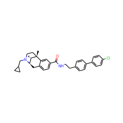 C[C@H]1[C@H]2Cc3ccc(C(=O)NCCc4ccc(-c5ccc(Cl)cc5)cc4)cc3[C@@]1(C)CCN2CC1CC1 ZINC000101154300