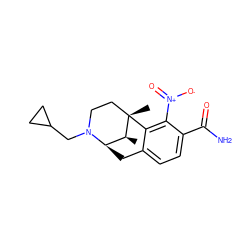 C[C@H]1[C@H]2Cc3ccc(C(N)=O)c([N+](=O)[O-])c3[C@@]1(C)CCN2CC1CC1 ZINC000101198838