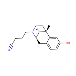 C[C@H]1[C@H]2Cc3ccc(O)cc3[C@@]1(C)CCN2CCCC#N ZINC000100871229