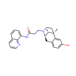 C[C@H]1[C@H]2Cc3ccc(O)cc3[C@]1(C)CCN2CCC(=O)Nc1cccc2cccnc12 ZINC000653841681