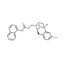 C[C@H]1[C@H]2Cc3ccc(O)cc3[C@]1(C)CCN2CCC(=O)Nc1cccc2cnccc12 ZINC000653849275