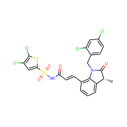 C[C@H]1C(=O)N(Cc2ccc(Cl)cc2Cl)c2c(/C=C/C(=O)NS(=O)(=O)c3cc(Cl)c(Cl)s3)cccc21 ZINC000049781127