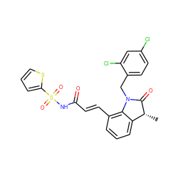 C[C@H]1C(=O)N(Cc2ccc(Cl)cc2Cl)c2c(/C=C/C(=O)NS(=O)(=O)c3cccs3)cccc21 ZINC000049781126