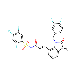 C[C@H]1C(=O)N(Cc2ccc(F)c(F)c2)c2c(/C=C/C(=O)NS(=O)(=O)c3cc(F)c(F)cc3F)cccc21 ZINC000044430886