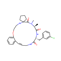 C[C@H]1C(=O)N[C@H](Cc2cccc(Cl)c2)C(=O)NC/C=C\c2ccccc2OCCNC2(CCCC2)C(=O)N1C ZINC000207666802