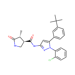 C[C@H]1C(=O)NC[C@@H]1C(=O)Nc1cc(-c2cccc(C(C)(C)C)c2)n(-c2ccccc2Cl)n1 ZINC000169707134