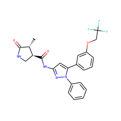 C[C@H]1C(=O)NC[C@@H]1C(=O)Nc1cc(-c2cccc(OCC(F)(F)F)c2)n(-c2ccccc2)n1 ZINC000169707149