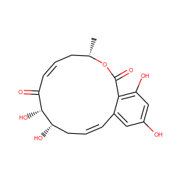 C[C@H]1C/C=C\C(=O)[C@@H](O)[C@@H](O)C/C=C/c2cc(O)cc(O)c2C(=O)O1 ZINC000072107858