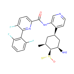 C[C@H]1C[C@@H](c2ccncc2NC(=O)c2ccc(F)c(-c3c(F)cccc3F)n2)C[C@@H](N)[C@H]1[S@@+](C)[O-] ZINC000149304291