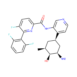 C[C@H]1C[C@@H](c2ccncc2NC(=O)c2ccc(F)c(-c3c(F)cccc3F)n2)C[C@@H](N)[C@H]1O ZINC000140327034