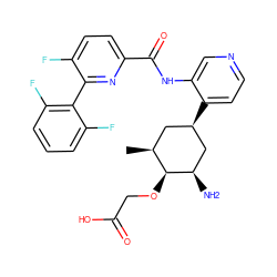 C[C@H]1C[C@@H](c2ccncc2NC(=O)c2ccc(F)c(-c3c(F)cccc3F)n2)C[C@@H](N)[C@H]1OCC(=O)O ZINC000261185718