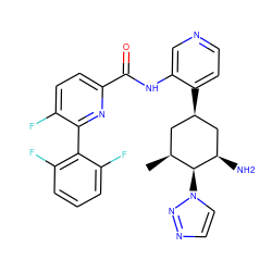 C[C@H]1C[C@@H](c2ccncc2NC(=O)c2ccc(F)c(-c3c(F)cccc3F)n2)C[C@@H](N)[C@H]1n1ccnn1 ZINC000207182387