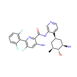 C[C@H]1C[C@@H](c2ccncc2NC(=O)c2nc(-c3c(F)cccc3F)c(F)cc2N)C[C@@H](N)[C@@H]1O ZINC000140062062