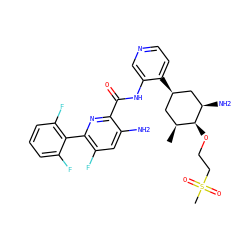 C[C@H]1C[C@@H](c2ccncc2NC(=O)c2nc(-c3c(F)cccc3F)c(F)cc2N)C[C@@H](N)[C@H]1OCCS(C)(=O)=O ZINC000261109234