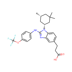 C[C@H]1C[C@@H](n2c(Nc3ccc(OC(F)(F)F)cc3)nc3cc(CCC(=O)O)ccc32)CC(C)(C)C1 ZINC000644165887