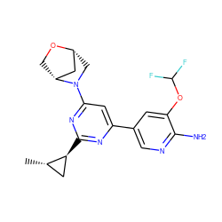 C[C@H]1C[C@@H]1c1nc(-c2cnc(N)c(OC(F)F)c2)cc(N2C[C@@H]3C[C@H]2CO3)n1 ZINC000653773174