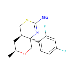 C[C@H]1C[C@H]2CSC(N)=N[C@@]2(c2ccc(F)cc2F)CO1 ZINC000210832217