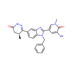 C[C@H]1CC(=O)NN=C1c1ccc2c(c1)nc(-c1cc(N)c(=O)n(C)c1)n2Cc1ccccc1 ZINC001772599348