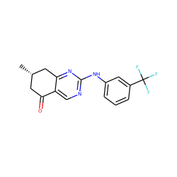 C[C@H]1CC(=O)c2cnc(Nc3cccc(C(F)(F)F)c3)nc2C1 ZINC000009328974