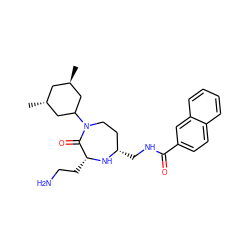 C[C@H]1CC(N2CC[C@H](CNC(=O)c3ccc4ccccc4c3)N[C@H](CCN)C2=O)C[C@H](C)C1 ZINC001772657930