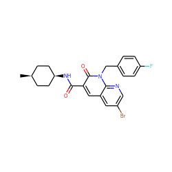 C[C@H]1CC[C@@H](NC(=O)c2cc3cc(Br)cnc3n(Cc3ccc(F)cc3)c2=O)CC1 ZINC000299837475