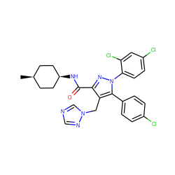 C[C@H]1CC[C@@H](NC(=O)c2nn(-c3ccc(Cl)cc3Cl)c(-c3ccc(Cl)cc3)c2Cn2cncn2)CC1 ZINC000101322172