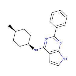 C[C@H]1CC[C@@H](Nc2nc(-c3ccccc3)nc3[nH]ccc23)CC1 ZINC001772657128