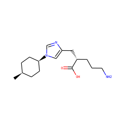 C[C@H]1CC[C@@H](n2cnc(C[C@H](CCCN)C(=O)O)c2)CC1 ZINC000169698786