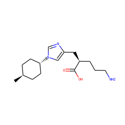 C[C@H]1CC[C@H](n2cnc(C[C@@H](CCCN)C(=O)O)c2)CC1 ZINC000169698740