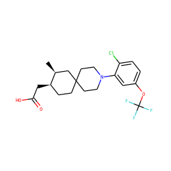 C[C@H]1CC2(CC[C@H]1CC(=O)O)CCN(c1cc(OC(F)(F)F)ccc1Cl)CC2 ZINC001772657287