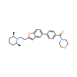 C[C@H]1CCC[C@@H](C)N1CCc1cc2cc(-c3ccc(C(=O)N4CCOCC4)cc3)ccc2o1 ZINC000013589409