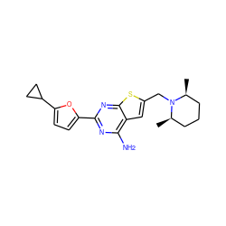 C[C@H]1CCC[C@@H](C)N1Cc1cc2c(N)nc(-c3ccc(C4CC4)o3)nc2s1 ZINC000118589692