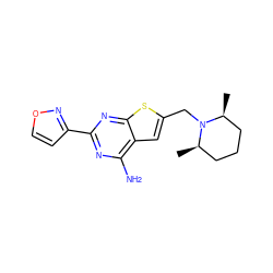 C[C@H]1CCC[C@@H](C)N1Cc1cc2c(N)nc(-c3ccon3)nc2s1 ZINC000118592687